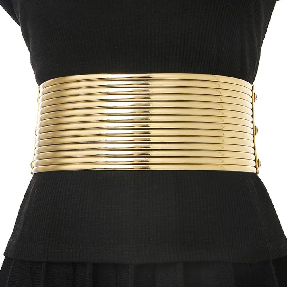 5338 Plus Size Women Bling Wide Belt For Dress Vintage Rhinestones Elastic